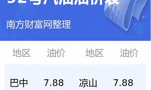 四川地区92号汽油价格表_四川地区92号汽油价格表最新